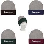 AH1067 Two-Tone Knit Beanie With Cuff And Embroidered Custom Imprint